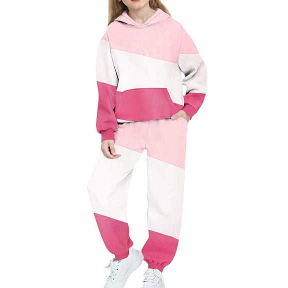 Nskgu Sweatsuits for Boys Girls 2 Piece Sweatsuit Fall Outfits Jogger Sweatpants and Hooded Sweatshirt Clothing Sets