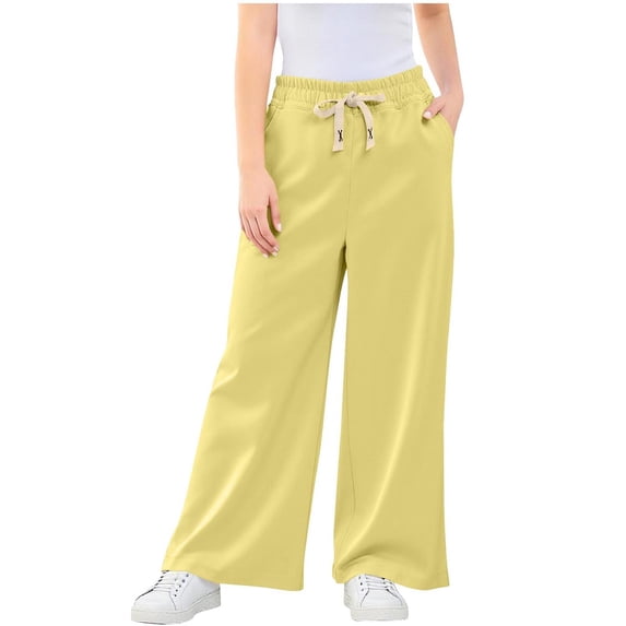 Nskgu Teens Girls' Straight Leg Sweatpants High Waisted Baggy Joggers Drawstring Pants with Pockets