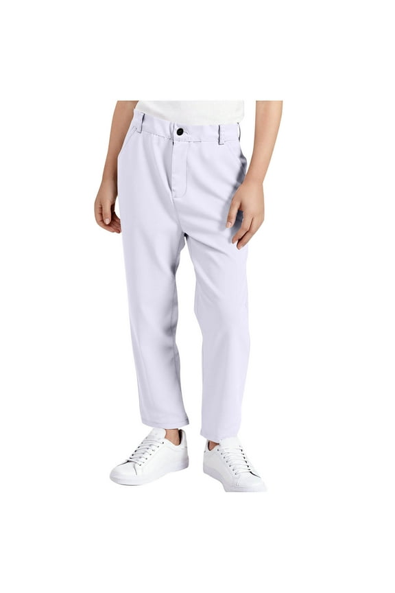 Youth Boy's Golf Pants Quick Dry Athletic Chino Flat Front Pants Kids School Uniform Twill Pants