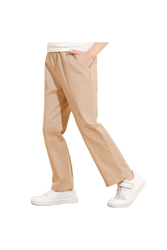 Youth Boy's Golf Pants Quick Dry Athletic Chino Flat Front Pants Kids School Uniform Twill