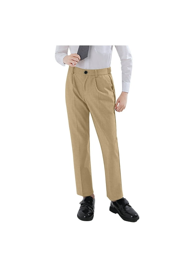 Youth Boys Golf Pants Stretch Flat Front Dress Athletic Casual Pants School Uniform Chino Twill Pants Pockets