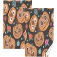 thumbnail image 1 of Nsnder Pumpkin Flowers Bright Cartoon Halloween Cotton Towel Set 2PCS,Quick Drying Bath Towels,Soft and Breathable Hand Towel WashCloths for Kitchen,Bathroom,Gym,Beach Washcloths, 1 of 7