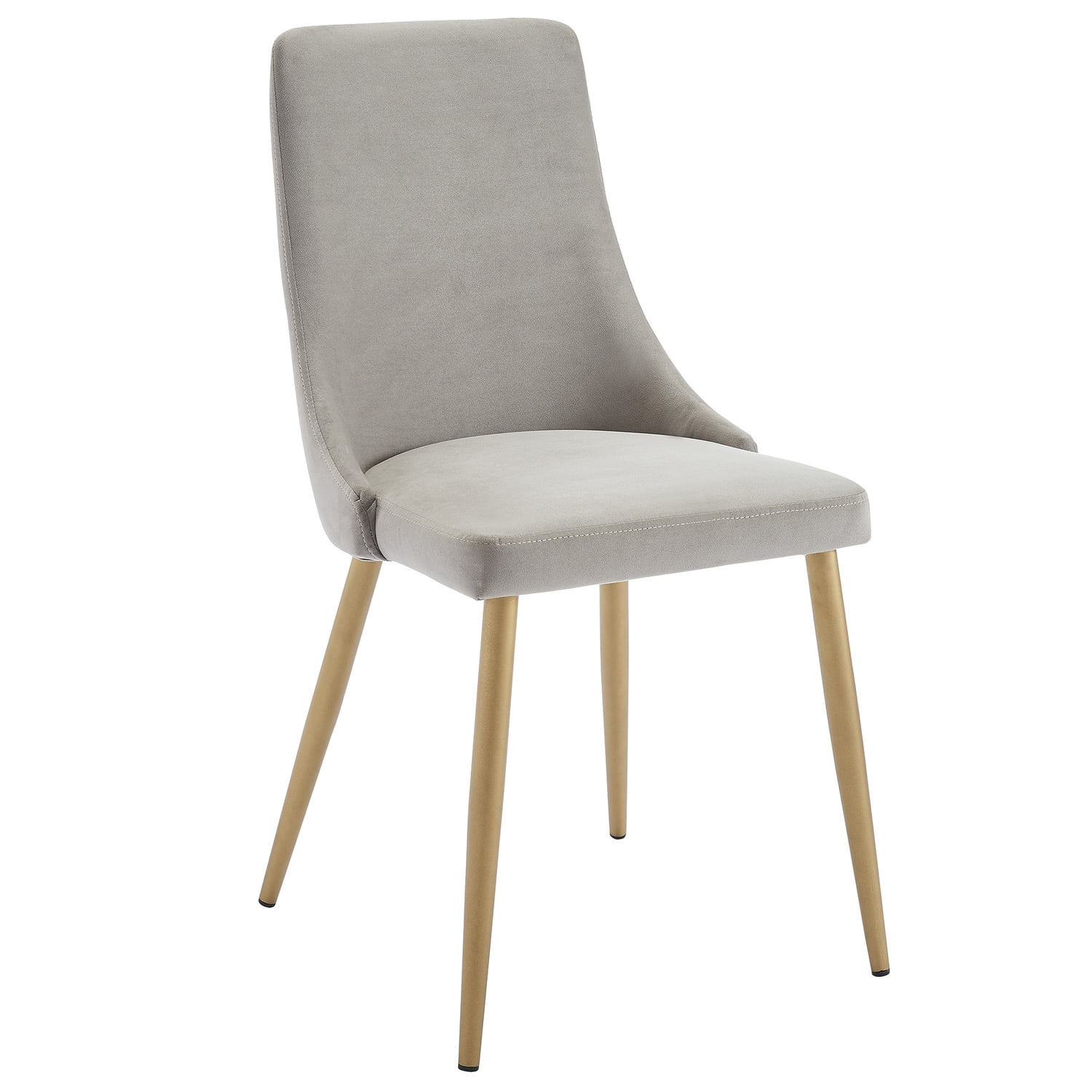 Elegant Gray Velvet Upholstered Side Chair with Brushed Gold Base
