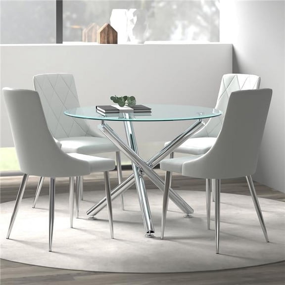 Nspire 207-160-087LG Solara II & Devo Dining Set, Chrome & Grey - 5 Piece