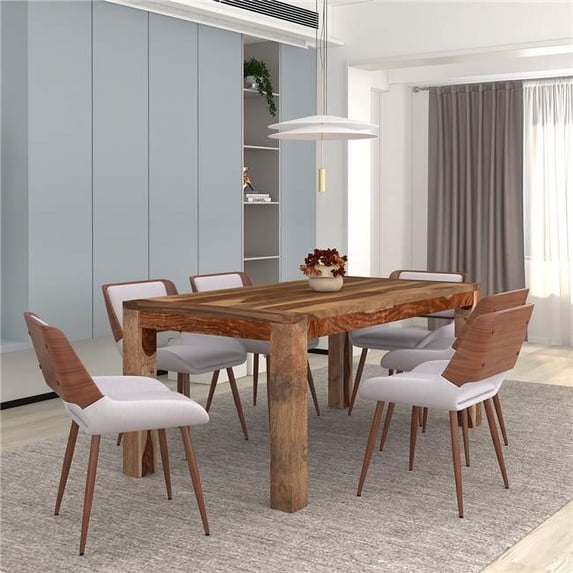 Nspire 207-381-582GY Krish & Hudson Dining Set in Sheesham with Grey Chair - 7 Piece