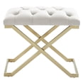 thumbnail image 1 of Contemporary Velvet and Stainless Steel Bench Ivory and Gold, 1 of 6