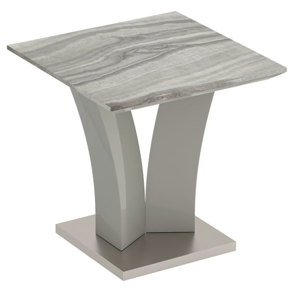 Napoli Modern Faux Marble/Stainless Steel Accent Table in Gray