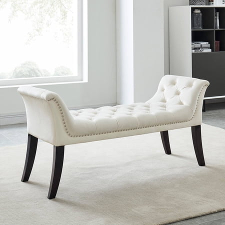 Nspire 401-373IV 49.25 x 17.75 x 21.75 in. Velci Bench in Ivory & Black