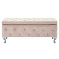 thumbnail image 1 of Monique Rectangular Velvet Upholstered/Metal Storage Ottoman in Blush Pink, 1 of 7