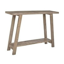 Volsa Rustic Modern 2-Tier Solid Wood Console Table in Reclaimed Gray