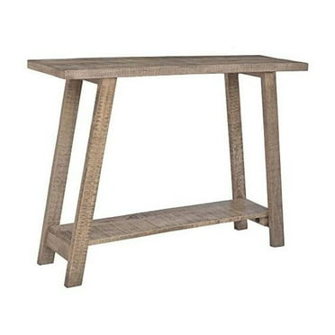 Volsa Rustic Modern 2-Tier Solid Wood Console Table in Reclaimed Gray