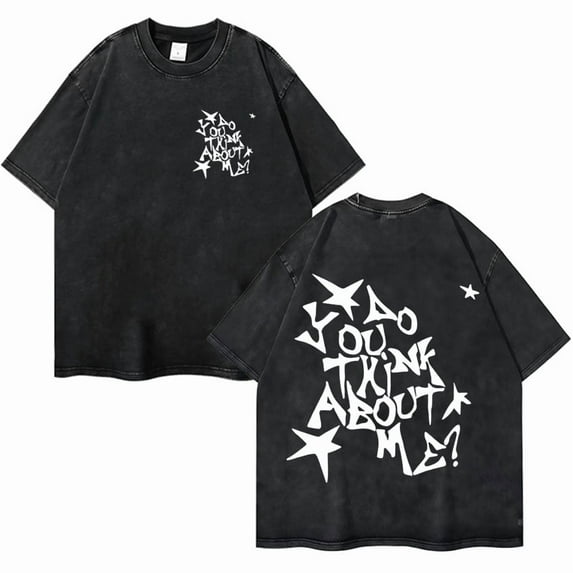 Nsqk Do You Think about Me Inspired Retro Washed T-Shirt - Unisex Oversized Soft Breathable Cotton Short Sleeve Summer Y2K Streetwear