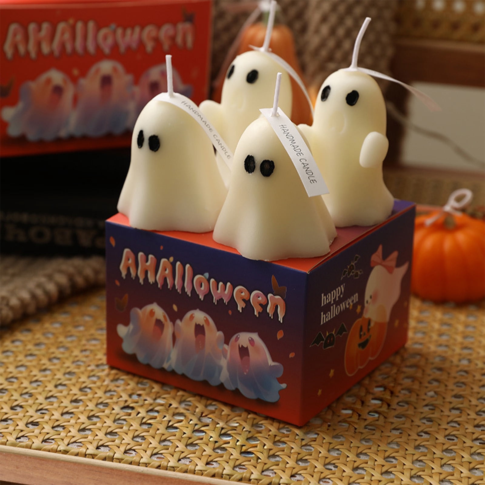 Nsxcdh 4-Piece Spooky Ghost Number Candles Scented Wax Set,Whimsical ...