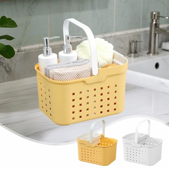 Nsxcdh Bathroom Portable Bath Storage Basket Toiletries Organizer Shower and Sink Draining Storage for Home Use