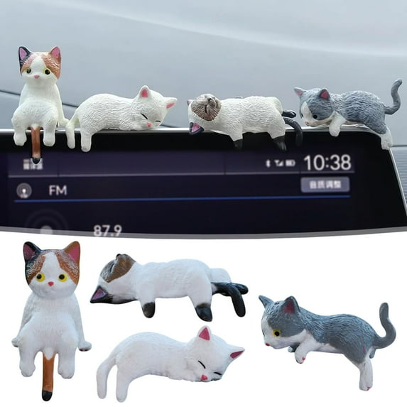 Nsxcdh Cute Cat Dashboard Ornaments Mini Car Accessories Resin Kitty Figurines Adorable Animal Dashboard Decor Car Interior Decoration Gift