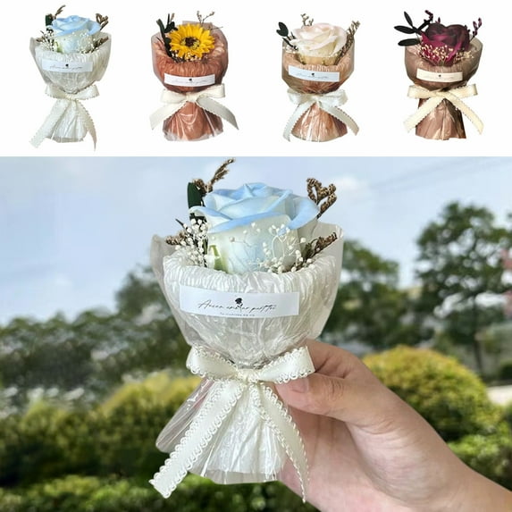 Nsxcdh up to 60% off Gifts Mini Pocket Bouquet, Small Rose and Sunflower Everlasting Flower Arrangement, Simulation Flower Gift Box for Birthdays Trending Picks Under Budget