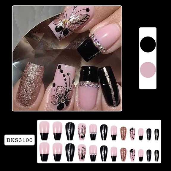 Nsxcdh up to 60% off Gifts Nail Art Stickers Wearable Nail Armor Dark Floral Style Nail Patches 24PCS Cool Sweet Look Easy Removable Design DIY Manicure Decor Gift