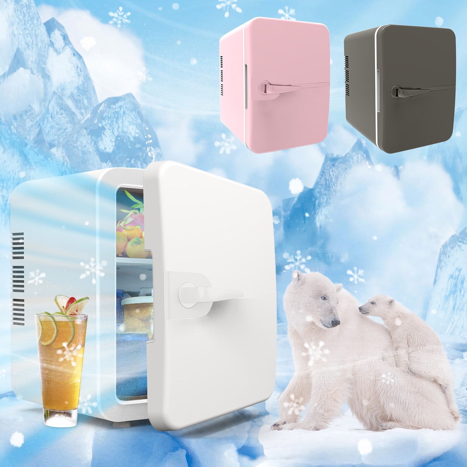 Nsxcdh 6l Car Refrigerator Mini Beauty Fridge 13.78x9.45x7.87in Hot and Cold Low Noise Reversible Door Adjustable Temperature Compact Dorm Office Garage Home Bar Rv