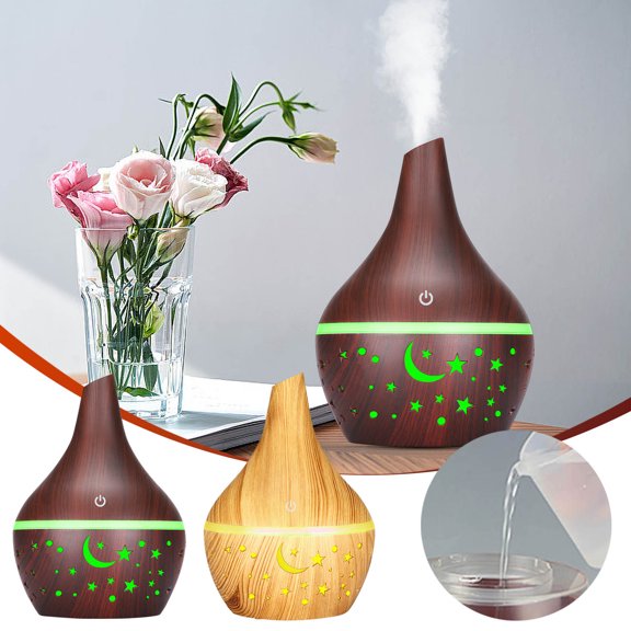 Nsxcdh Aroma Oil Diffuser LED Humidifier USB Portable 4.33x4.33x5.71in 300ml Quiet Night Light Easy to Use for Bedroom Office Car Home Aromatherapy