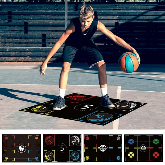 Nsxcdh Basketball Training Mat Non Slip Quiet Rubber Footwork Guide indoor Dribble Practice Skill Development for Kids Girls and Boys 42*30 Inchs