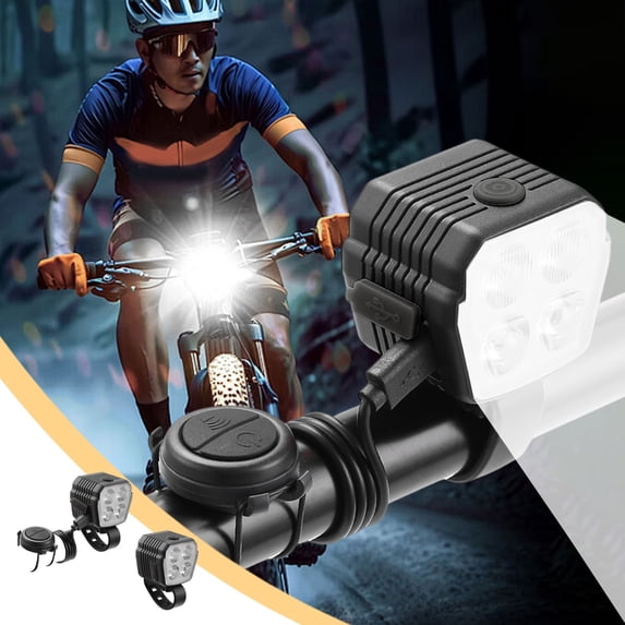 Nsxcdh Four Light Bead Headlights High And Low Beam Riding Bike Riding USB Charging Bike Headlights