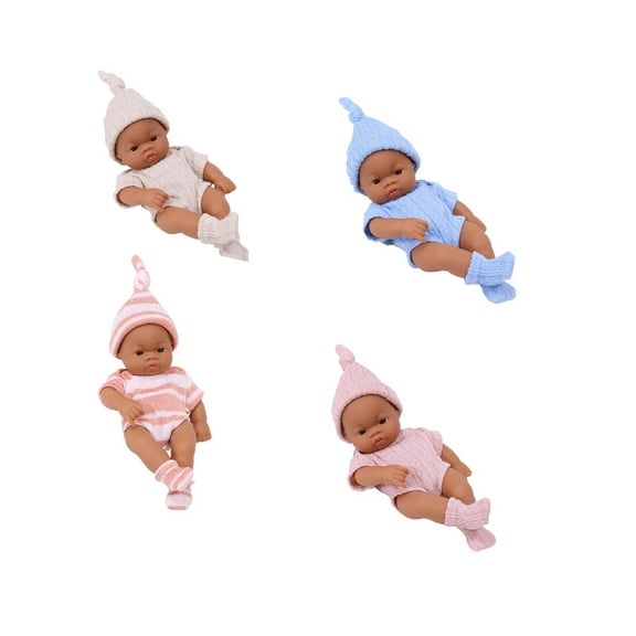 Nsxcdh Black Enamel Doll 7-inch African American Baby Figure Kids Toy Realistic Vinyl Doll for Pretend Play and Collection