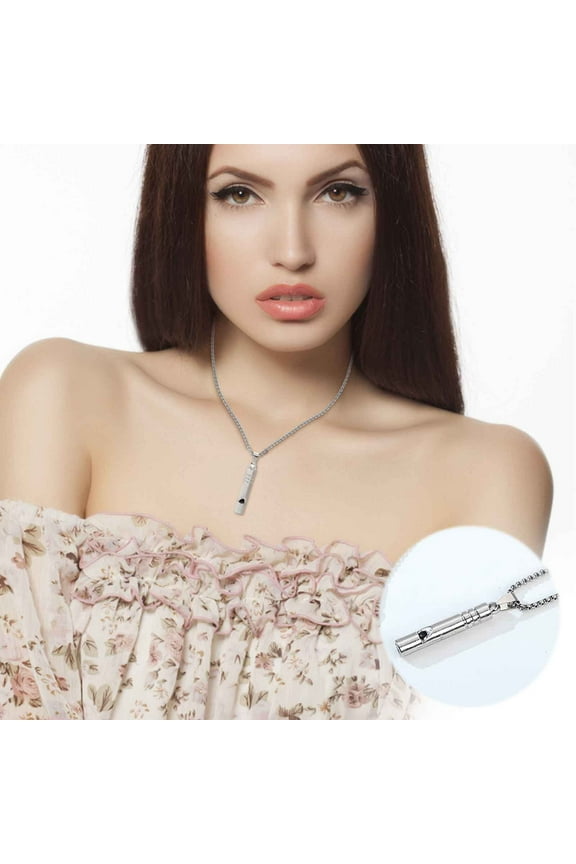 Blowable Whistle Necklace Stainless Steel 27.55in Hip Hop Trend Pendant Sweater Chain Jewelry Fashion Accessories Christmas Gifts for Grandkids and Women