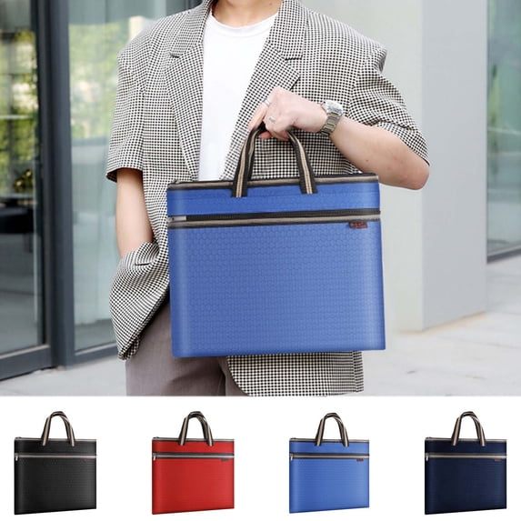 Nsxcdh Business Document Bag A4 Waterproof Fabric Briefcase Durable Handle Slim Portfolio File Organizer Meeting Training