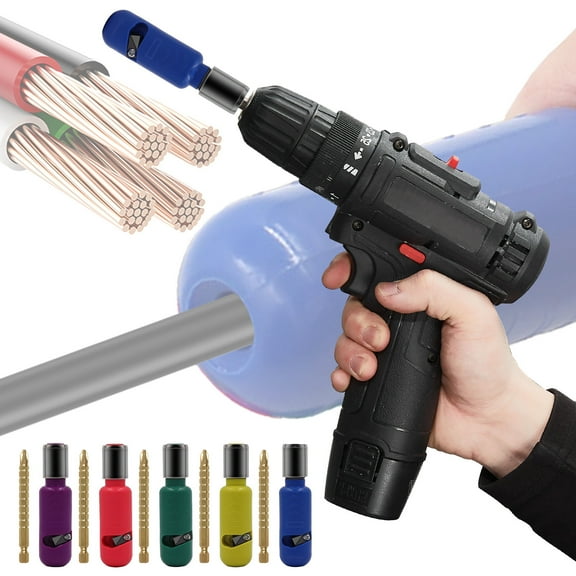 Nsxcdh Cable Stripper Aluminum Alloy Twisting Tool with Wrench 0.25in Shank Portable Power Drill Stripper Screwdriver Hand Drill Electrician Christmas Gifts for Grandkids and Women