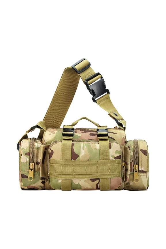 Camouflage Outdoor 3p Crossbody Waist Bag,Military Fan Handbag,Tarpaulin,13.39x5.51x7.09in,Large Capacity,Movable Shoulder Pads,Fishing Camping Hiking Gear Home Indoor Sports Gift
