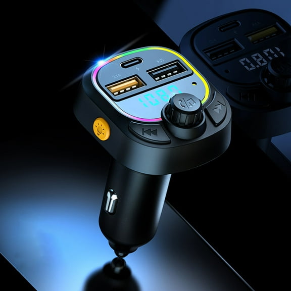 Nsxcdh Car Bluetooth MP3 Player, Fast Charging, Multifunction, Plastic, 3.14x1.96x1.96in, FM Transmitter, LED Indicator, Auto Charger Birthday Gifts for Women and Men