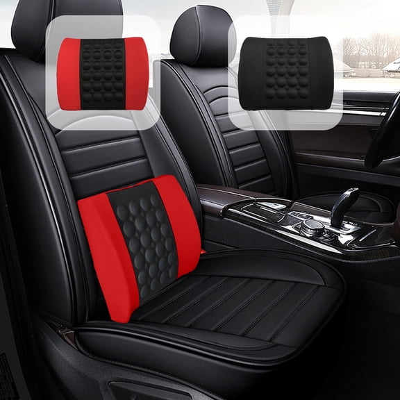 Nsxcdh Car Lumbar Massage Cushion with Vibration,Ergonomic Back Support Breathable Cover,12V Plug In Easy Strap On,Auto Accessories