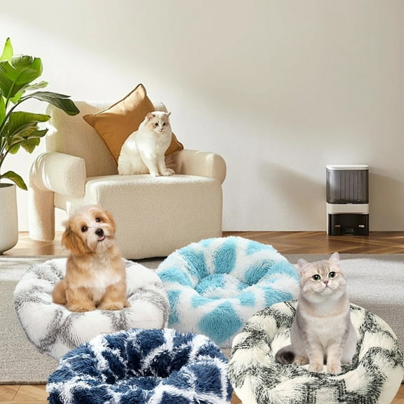Nsxcdh Cat Dog Plush Winter Bed,Textured Flock,40x40x6.7 In,Removable Washable,Non Slip,Medium Large Pet,Easy Clean