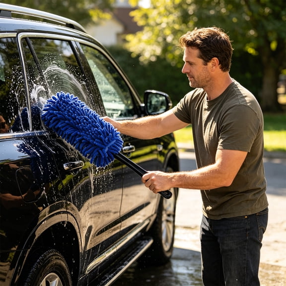 Nsxcdh Chenille Car Wash Brush Lightweight Mini Duster Soft Microfiber Mop Interior Detailing