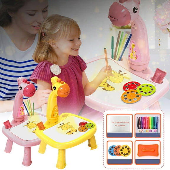 Nsxcdh Child Smart Giraffe Projector Desk Light Learning Drawing 9.8x9.1x13.8 in Educational Art Painting Complete Set Stem Learning Toys Christmas Gifts for Grandkids
