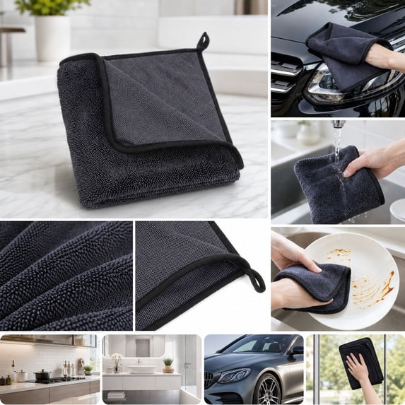 Nsxcdh Cleaning Cloths 5PC Cleaning Cloths Reusable Thickened Wipes for Kitchen Glass and Car Windows Lint Free Absorbent Microfiber Towels