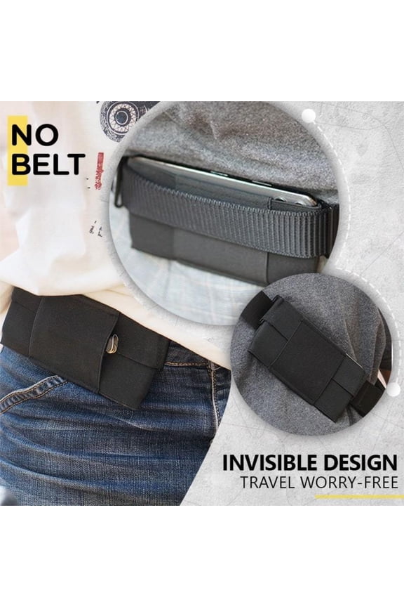 Clip on Invisible Wallet Elastic Belt Waist Bag Polyester Nylon 6.10x2.99in Easy Carry Safe Hiding No Belt Low Profile Pocket Travel Outdoor Home Indoor Sports for women man Gift