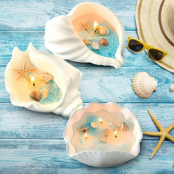 Nsxcdh Conch Shell Scented Candle Soy Wax 4.7x2.4in Long Burn Floral Fragrance Handcrafted Gift for Women Home