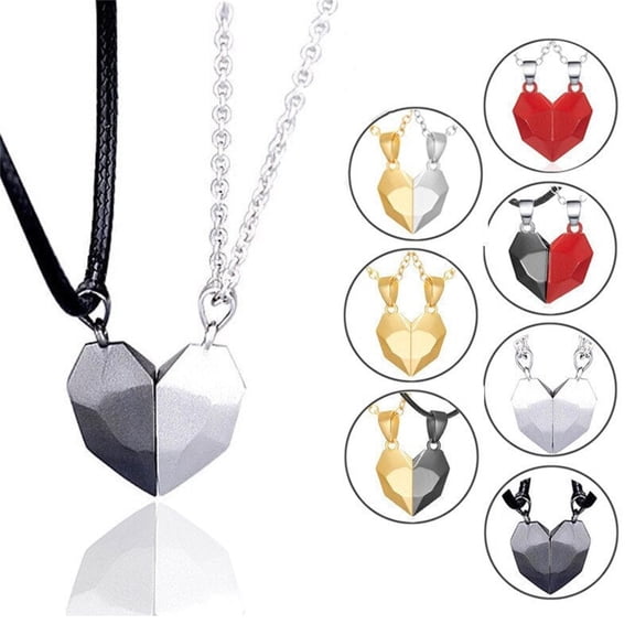Nsxcdh Couple Magnetic Heart Necklaces Wish Stone Pendant Collarbone Chain Adjustable Clasp Durable Girlfriend Romantic Gift Jewelry Christmas Gifts for Grandkids and Women