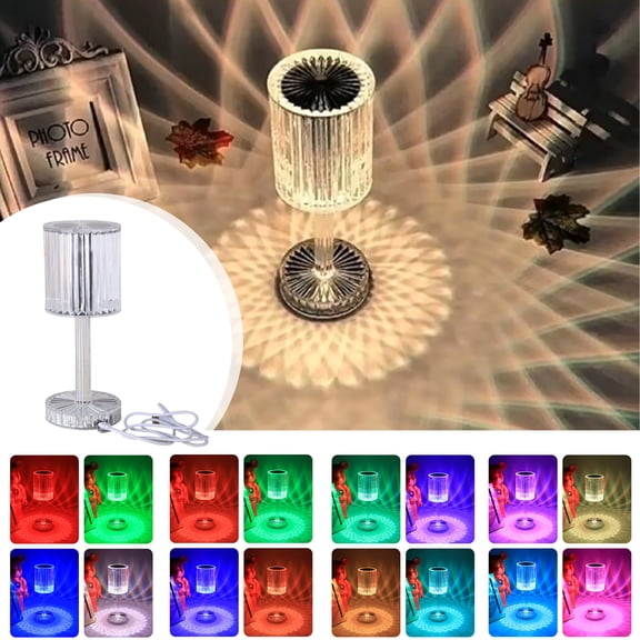 Nsxcdh Crystal Table Lamp Remote Control LED Acrylic Diamond Shape 3 Colors 9.84x9.84x9.84 in Romantic Bedside Decorative Night Light Gift Modern Home Lighting Home Office Decor