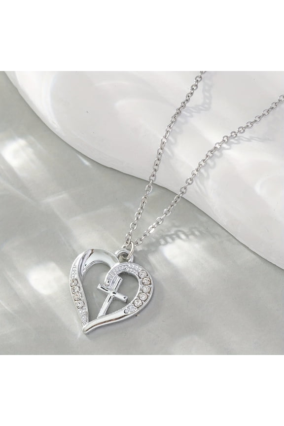 Cut out Necklace Heart Pendant Hundred Lady Gift 925 Silver Cz Plated Adjustable Hand Hollow Design Jewelry for Women Home Christmas Gifts for Grandkids and Women