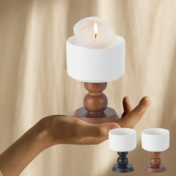 Nsxcdh Daily Hot Picks & Limited-Time Offers Tall Cup Candle Stand Aromatherapy Table Dessert Bowl Pudding Cup Household Wooden Candlelight Dinner Decoration