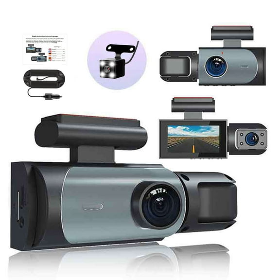 Nsxcdh Dash Cam,3 Channel,HD 1080p,Night Vision,1.97in Display,Front Inside Rear Car Recorder,Motion Detection,Wide Angle,Loop Recording Gifts for Women Man