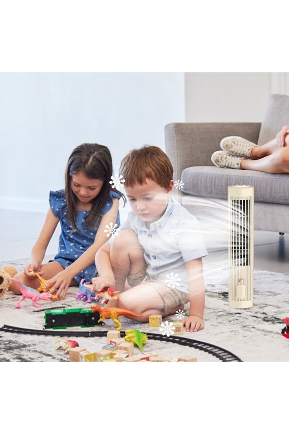 Desktop Remote Control Tower Fan USB Charging Silent Vertical Table Magnetic Levitating 3 Gear Light 3.94x11.81in 360min Battery Wide Angle Home Office Gift Card
