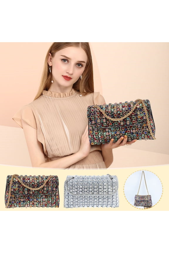 Diamond Inlaid Dinner Bag,Small Shoulder Underarm,Full Diamond Wine Bag,7.87x4.33x1.97 In,Retro Modern,Exquisite Craft,Women Handbag Christmas Gifts for Grandkids and Women