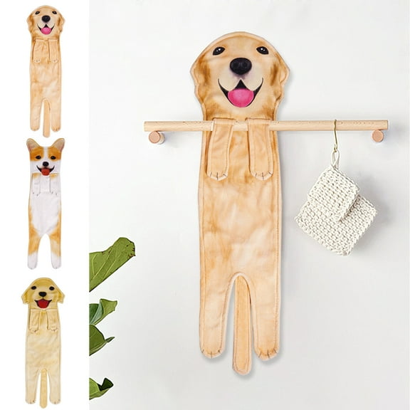 Nsxcdh Dog Hand Towel,Kitchen Bath Hanging,Microfiber,Simulation Cute Pet,Absorbent,Easy Hang,Decor Gift