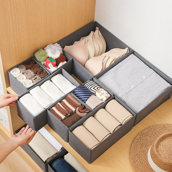 Nsxcdh Drawer Organizer Box,Closet Divider Storage Bins,Small Clothing Compartment Boxes,3-Piece Foldable Set,Space-Saving Solution for Socks and Underwear Seasonal