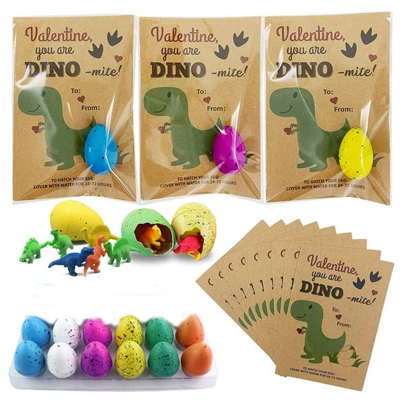 Nsxcdh Easter Kids Dino Valentines Cards,Water Growing Dinosaur Toy Set,Assorted Colors,5 Pack,Classroom Exchange Notes,For Girls and Boys,Greeting Cards