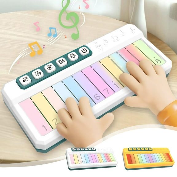 Nsxcdh Electronic Piano Touchscreen Music Box Puzzle Toy 6.88x2.95x1.18in Yellow White Luminous Keys Early Education Musical Instrument Birthday Gift Christmas Gifts for Grandkids