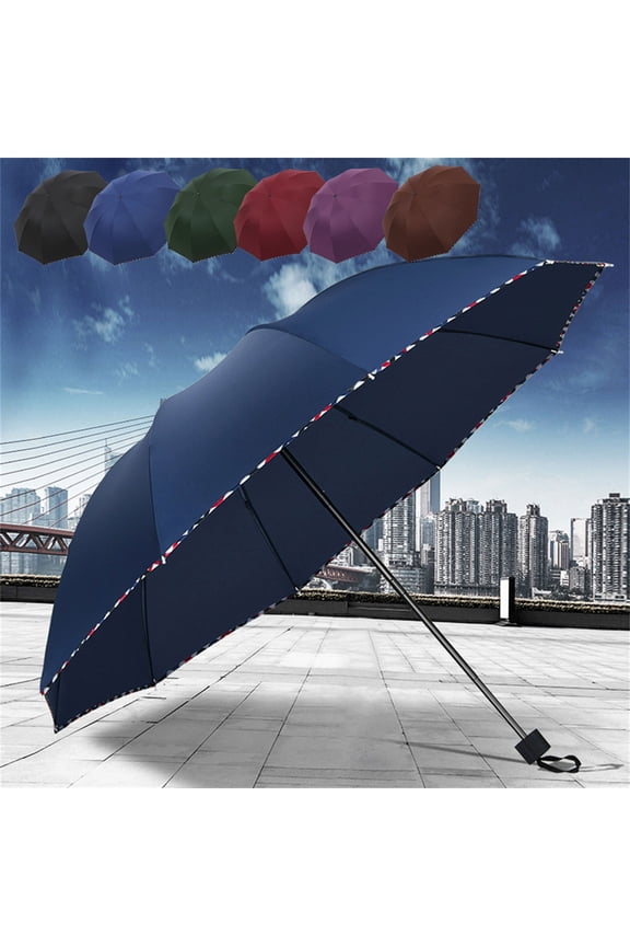 Extra Large Umbrella Windproof UV Sun Rain Dual Layer Strong Ribs Compact Folding Travel Auto Style Comfortable Grip